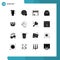 16 Thematic Vector Solid Glyphs and Editable Symbols of group, graduation, time, education, volleyball