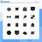 16 Thematic Vector Solid Glyphs and Editable Symbols of gym, dumbbell, investment, photo retouching, modify photographs