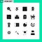 16 Thematic Vector Solid Glyphs and Editable Symbols of mobile, number, love, notification, layout