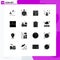 16 Thematic Vector Solid Glyphs and Editable Symbols of necklace, fashion, disco, accessories, software