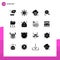 16 Thematic Vector Solid Glyphs and Editable Symbols of owner, copyright, financial, content, world