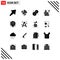 16 Thematic Vector Solid Glyphs and Editable Symbols of pin, ink, cookies, history, education