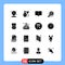 16 Thematic Vector Solid Glyphs and Editable Symbols of ring, graph, education, global, analysis