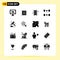16 Thematic Vector Solid Glyphs and Editable Symbols of search, law, up, gavel, vehicles