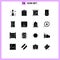 16 Thematic Vector Solid Glyphs and Editable Symbols of tool, education, film, touch, gesture