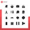 16 Thematic Vector Solid Glyphs and Editable Symbols of unicorn startup, vegetables, study, salad, investment