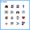 16 Universal Flat Color Filled Lines Set for Web and Mobile Applications toggle, control, book, signal, wifi