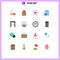 16 Universal Flat Color Signs Symbols of imac, monitor, document, computer, furniture