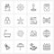 16 Universal Icons Pixel Perfect Symbols of lock, novel, stamp, love, heart