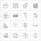 16 Universal Line Icon Pixel Perfect Symbols of colorize, binary, cogwheel, internet, website