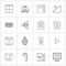 16 Universal Line Icons for Web and Mobile health, down stairs, note, stairs, taking