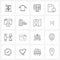 16 Universal Line Icons for Web and Mobile memory, card, dress, alert, chart