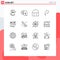 16 Universal Outline Signs Symbols of email, right, building, direction, arrow