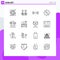 16 Universal Outline Signs Symbols of productivity, person, basic, gear, ux