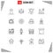 16 Universal Outline Signs Symbols of programmer, development, bathroom, develop, reflection