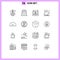 16 Universal Outlines Set for Web and Mobile Applications arrow, office, newspaper, drink, screen