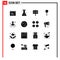 16 Universal Solid Glyph Signs Symbols of business, lollipop, egg, gastronomy, cooking