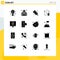 16 Universal Solid Glyph Signs Symbols of computer, shipping, food, mouse, click