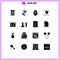 16 Universal Solid Glyph Signs Symbols of interface, progression, egg, process, plant