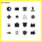 16 Universal Solid Glyph Signs Symbols of plumber, mechanical, sports clothing, joystick, device