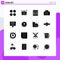 16 Universal Solid Glyph Signs Symbols of screen, computer, internet, digital law online, photo