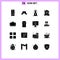 16 Universal Solid Glyph Signs Symbols of tank, yurt, male, tent, bottle spa