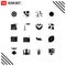 16 Universal Solid Glyphs Set for Web and Mobile Applications bank, summer, nail, sunrise, weather