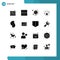 16 Universal Solid Glyphs Set for Web and Mobile Applications briefcase, paper, sick hair, presentation, obstetrics