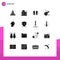 16 Universal Solid Glyphs Set for Web and Mobile Applications business, soccer, binocular, referee, whistle