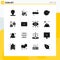 16 Universal Solid Glyphs Set for Web and Mobile Applications chair lift, cable car, drop, physics, motion
