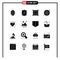 16 Universal Solid Glyphs Set for Web and Mobile Applications cupid, seo, seeds, quality, box