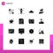 16 Universal Solid Glyphs Set for Web and Mobile Applications drink, sustainable, cap, modern, architecture