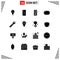 16 Universal Solid Glyphs Set for Web and Mobile Applications flash, torch, camera, track, road