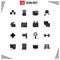 16 Universal Solid Glyphs Set for Web and Mobile Applications heart, gift, digital, plumbing, mechanical