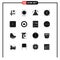 16 Universal Solid Glyphs Set for Web and Mobile Applications mail, fan, career, electric, circle