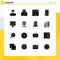 16 Universal Solid Glyphs Set for Web and Mobile Applications online app, plain, travelling, bag, web