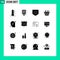 16 Universal Solid Glyphs Set for Web and Mobile Applications planning, shopping, board, cart, shield
