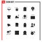 16 Universal Solid Glyphs Set for Web and Mobile Applications shirt, kit, shopping, football, solution