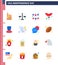 16 USA Flat Pack of Independence Day Signs and Symbols of hat; sausage; american; frankfurter; garland