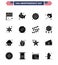 16 USA Solid Glyph Pack of Independence Day Signs and Symbols of star; men; security; outdoor; fire