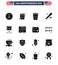 16 USA Solid Glyph Signs Independence Day Celebration Symbols of director; usa; fastfood; sports; baseball
