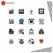 16 User Interface Flat Color Filled Line Pack of modern Signs and Symbols of coins, graph, online, analytics, reward