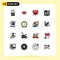 16 User Interface Flat Color Filled Line Pack of modern Signs and Symbols of cover, passport, heart, shopping, graph