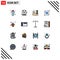 16 User Interface Flat Color Filled Line Pack of modern Signs and Symbols of employee, right, gym, direction, muscle