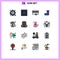 16 User Interface Flat Color Filled Line Pack of modern Signs and Symbols of house, cup, celebration, coffee, hot