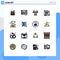 16 User Interface Flat Color Filled Line Pack of modern Signs and Symbols of plan, design, spam, blue, communication