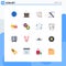 16 User Interface Flat Color Pack of modern Signs and Symbols of mail, chat, coin, room, toothbrush