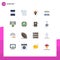 16 User Interface Flat Color Pack of modern Signs and Symbols of manager, sent, bird, mail, train