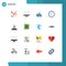 16 User Interface Flat Color Pack of modern Signs and Symbols of navigation, circle, monitor, arrow, influence