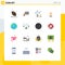 16 User Interface Flat Color Pack of modern Signs and Symbols of royal, king, illumination, honor, studio lights
